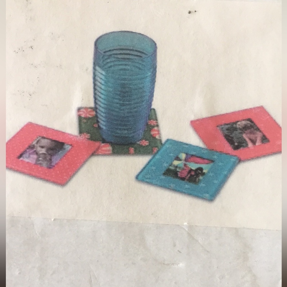 Set of 4 Photo Frame Coasters New